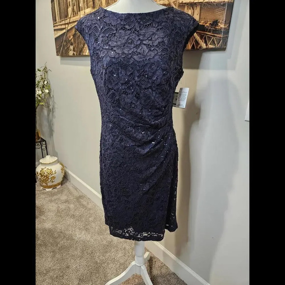 Anne Klein Dresses & Skirts - Nwt Anne Klein Elegant Navy Lace Dress size L